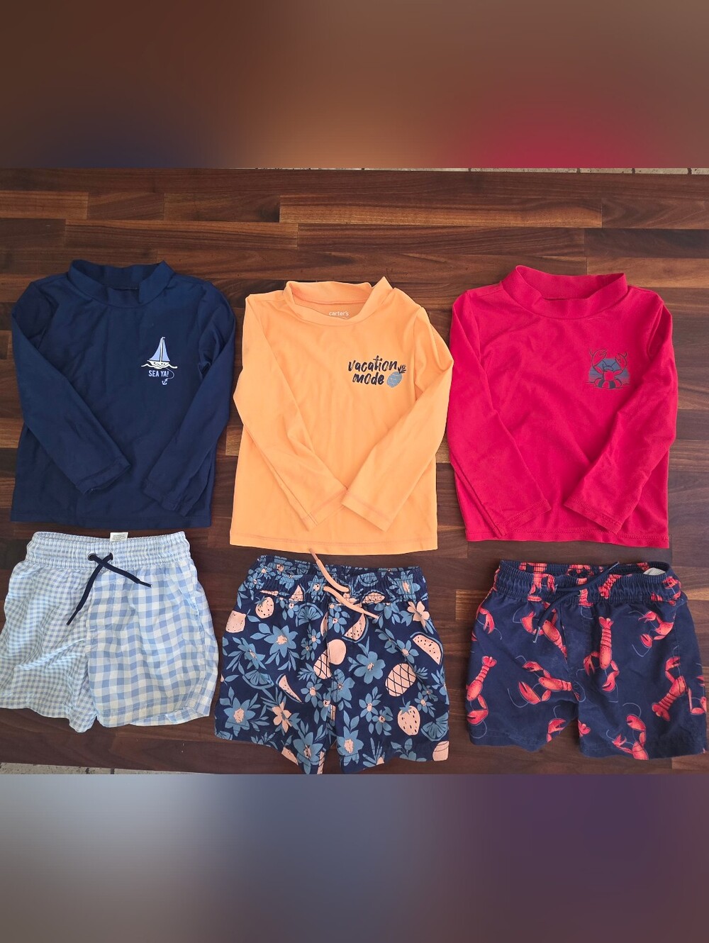 Carter's Toddler Boy 2 Piece Rash Guard And Swim Trunk Sets (3).